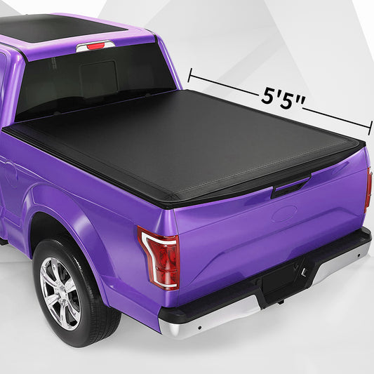Soft Tri-fold Truck Bed Tonneau Cover Compatible with 2015-2021 Ford F-150, Styleside 5.5 ft bed