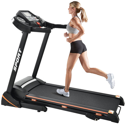 Folding Electric 3.5HP Treadmill With Incline Medium Running Machine Motorised LCD Gym 330lbs； Folding Treadmill Electric Motorized Power 14.8KM/H Running Fitness Machine Gym(W54031811)