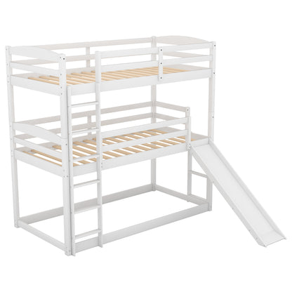 Twin over Twin over Twin Adjustable Triple Bunk Bed with Ladder and Slide,White(OLD SKU:SM000508AAK)(Expected Arrival Time:7.15)