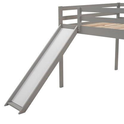 Loft Bed with Slide, Multifunctional Design, Full (Gray)(OLD SKU :WF281157AAE)