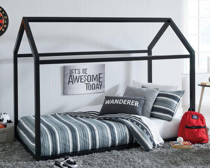 Ashley Flannibrook Black Contemporary Twin House Bed Frame B082-161