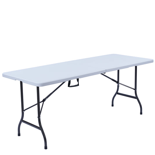 6 Ft Portable Folding Table, Fold-in-Half Plastic Card Table Dinging Table for Camping, Picnic, Kitchen or Outdoor Party Wedding Event