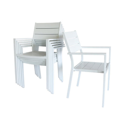 Outdoor Patio Dining Chair Set of 6 Modern Aluminum Stackable Chairs Dining Chair Powder-Coated Weather-Resistant No Assembly