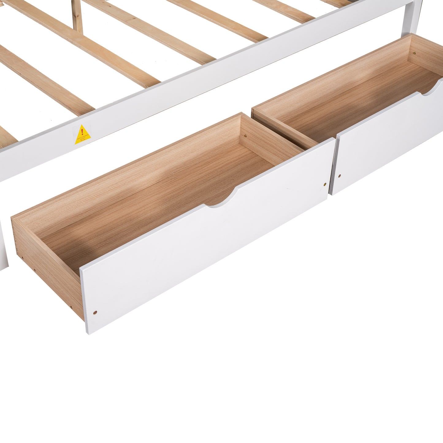 Full Size Canopy Platform Bed with Two Drawers,With Slat Support Leg,White