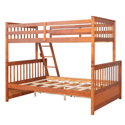 Twin-Over-Full Bunk Bed with Ladders and Two Storage Drawers (Walnut) ( old sku:LT000165AAD）