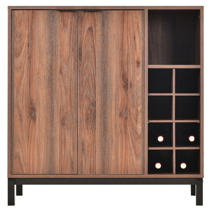 K&K Sideboards and Buffets With Storage Coffee Bar Cabinet Wine Racks Storage Server Dining Room Console 34 Inch（Dark brown）