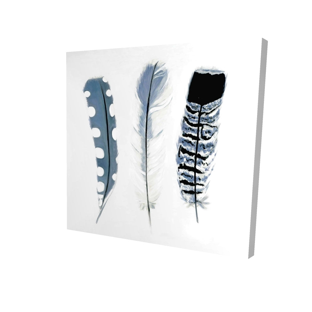 Delicate blue feathers - 16x16 Print on canvas