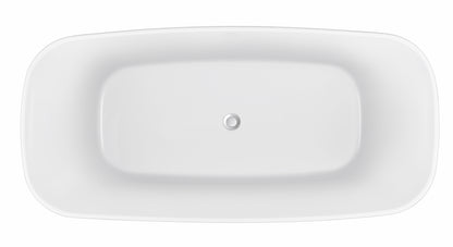 63" 100% Acrylic Freestanding Bathtub，Contemporary Soaking Tub，white inside black outside