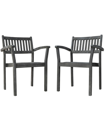 Renaissance Outdoor Patio Hand-scraped Wood Stacking Armchair (Set of 2)