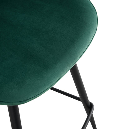 Dark Green Velvet Chair Barstool Dining Counter Height Chair Set of 2