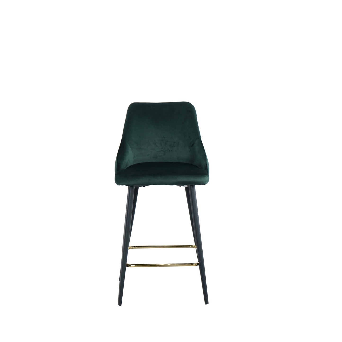 Luxury Modern Green Velvet Upholstered High Bar Stool Chair With Gold Legs(set of 2)