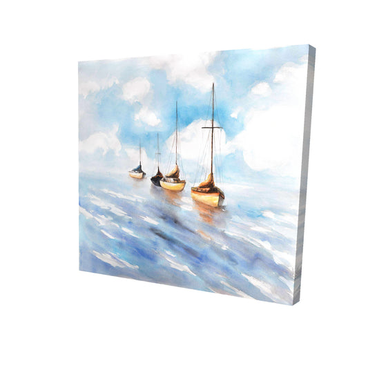 Sailboats in the sea - 16x16 Print on canvas