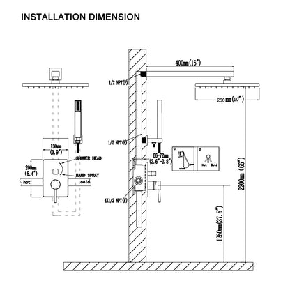 Pressure-Balanced Complete Shower System With Rough-In Valve