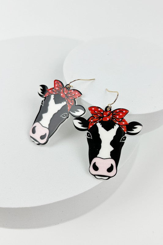 2 INCHES COW ACETATE BANDANA HOOK EARRINGS