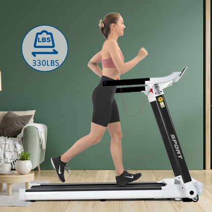 Folding Electric 3.5HP Treadmill Medium Running Machine Motorised Gym 330lbs；Portable Compact Treadmill Foldable for Home Gym Fitness Workout Jogging Walking,Electric Motorized Power 14KM/H