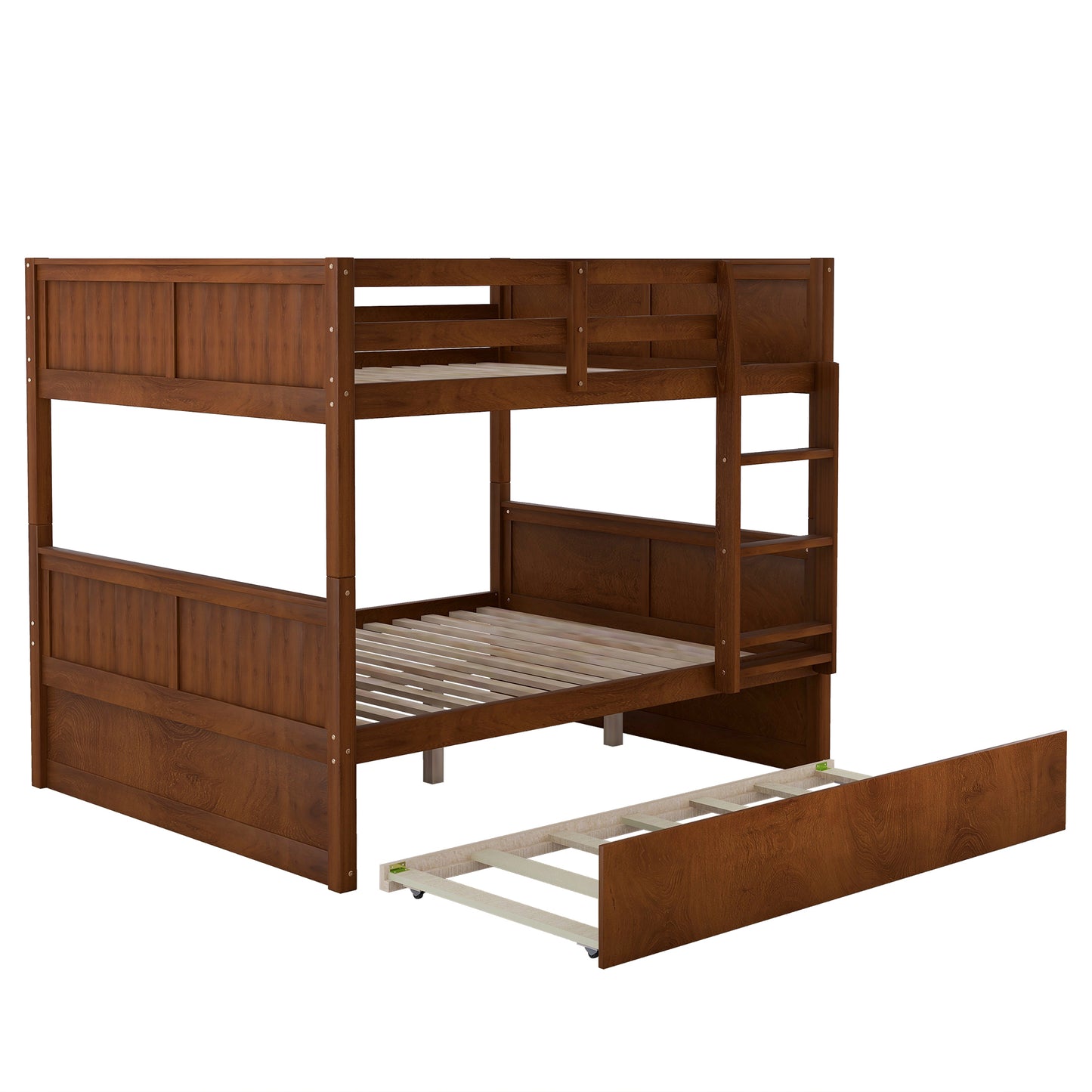 Full Over Full Bunk Bed with Twin Size Trundle, Walnut （ old sku: LP000250AAL)