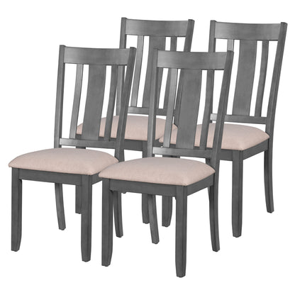 TREXM 7-Piece Dining Room Set - 72" Industrial Style Rectangular Table with Chain Bracket and 6 Dining Chairs (Gray)