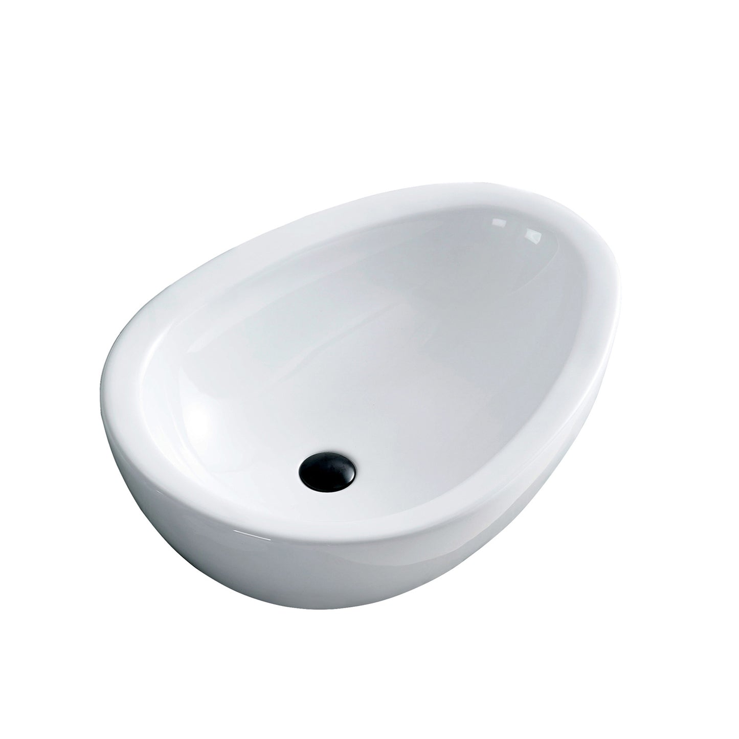 Vessel  Bathroom Sink Basin in White Ceramic