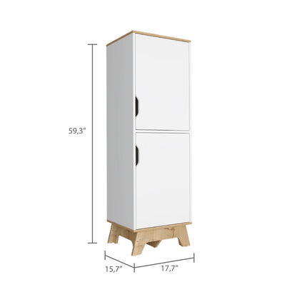 Rutherford 2-Door Pantry Cabinet Light Oak and White