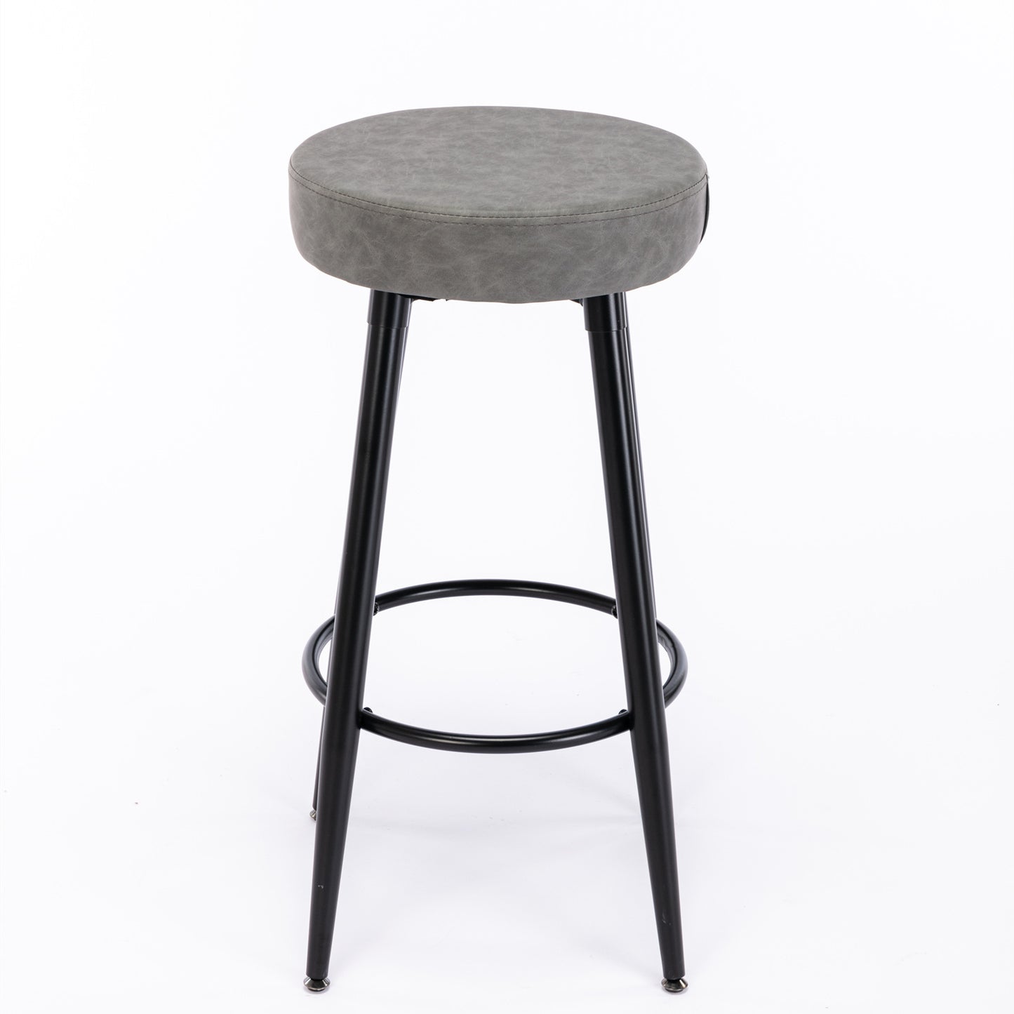 A&A Furniture,Metal Bar Stools,  Round Kitchen Counter Stools, Industrial Round Barstool, Bar Chairs, 28 Inch for Counter Pub Height Set of 2 (Gray)