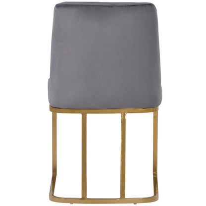 TOPMAX Modern Minimalist Gold Metal Base Upholstered Armless Velvet Dining Chairs Accent Chairs Set of 6, Gray