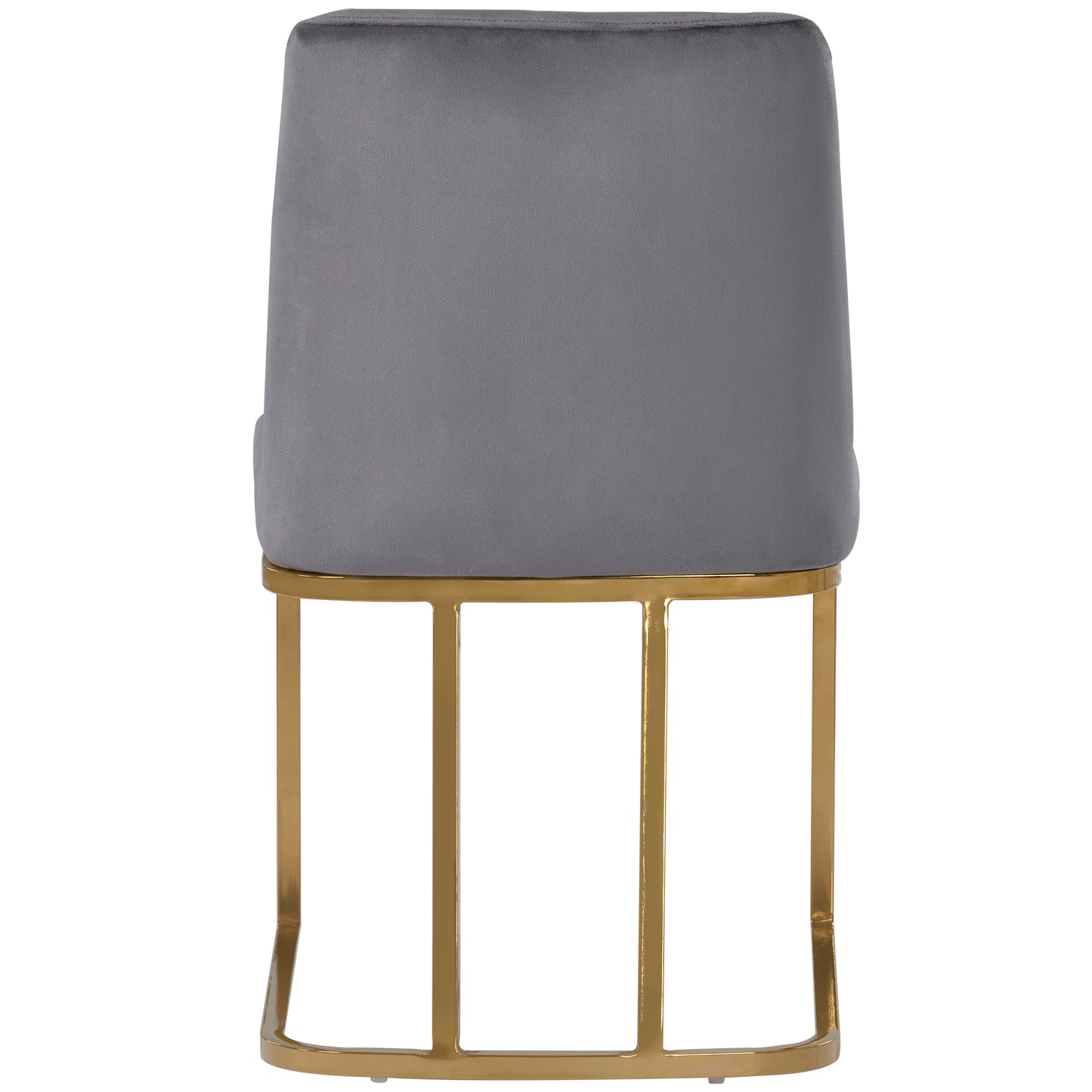 TOPMAX Modern Minimalist Gold Metal Base Upholstered Armless Velvet Dining Chairs Accent Chairs Set of 2, Gray