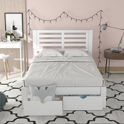 Full Size Platform Bed with Two Drawers, White(OLD SKU:WF198181AAK)