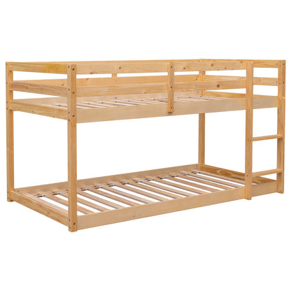 Twin over Twin Floor Bunk Bed,Natural