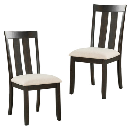 TREXM Set of 2 Dining Chairs Soft Fabric Dining Room Chairs with Seat Cushions and Curved Back  (Espresso)