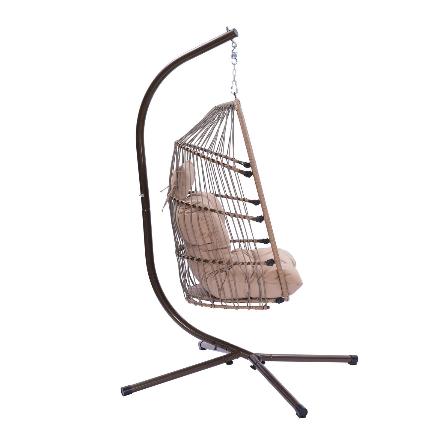 Outdoor Patio Wicker Folding Hanging Chair,Rattan Swing Hammock Egg Chair With Cushion And Pillow