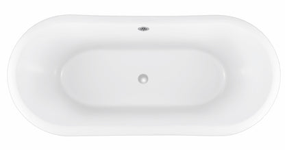 67" 100% Acrylic Freestanding Bathtub，Contemporary Soaking Tub，white inside black outside