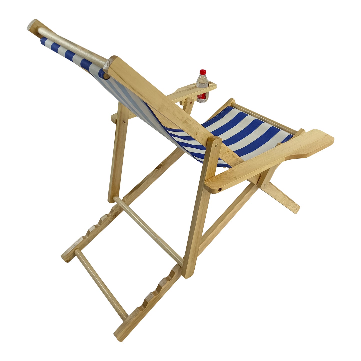 Outdoor Poplar Hanging Chair  Wide Blue Stripes armrest with cup holder (Color: Dark Blue)