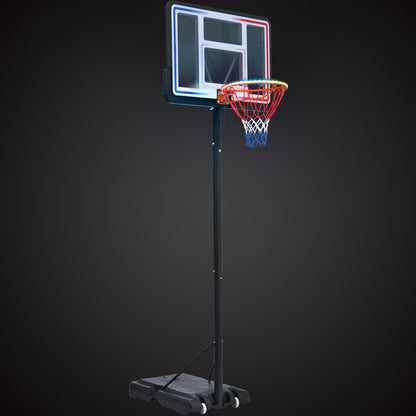 Portable Basketball Hoop Basketball System 4.76-10ft Height Adjustment for Youth Adults LED Basketball Hoop Lights, Colorful lights, Waterproof，Super Bright to Play at Night Outdoors,Good Gift for Kid