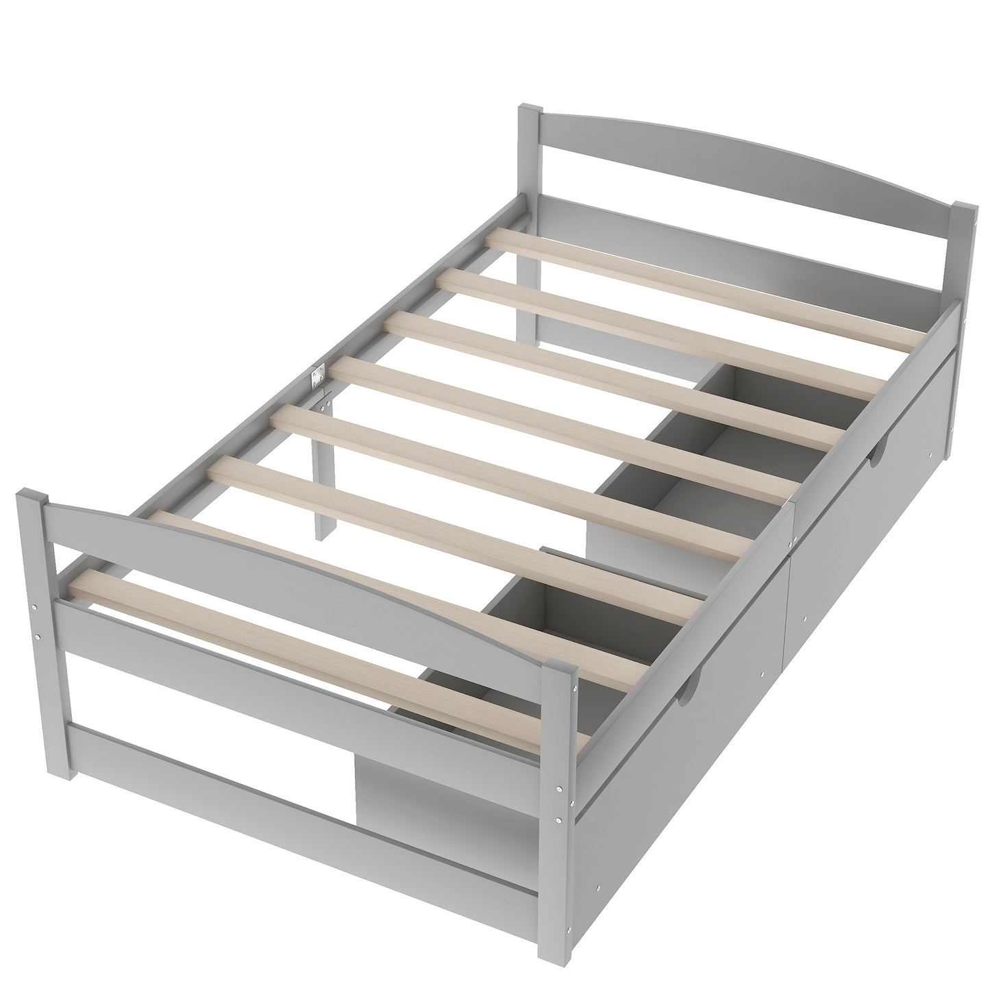 Twin size platform bed, with two drawers, gray （New）