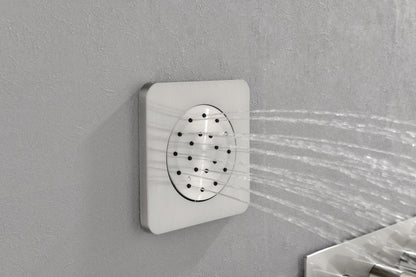 Wall Mounted Waterfall Rain Shower System With 3 Body Sprays & Handheld Shower