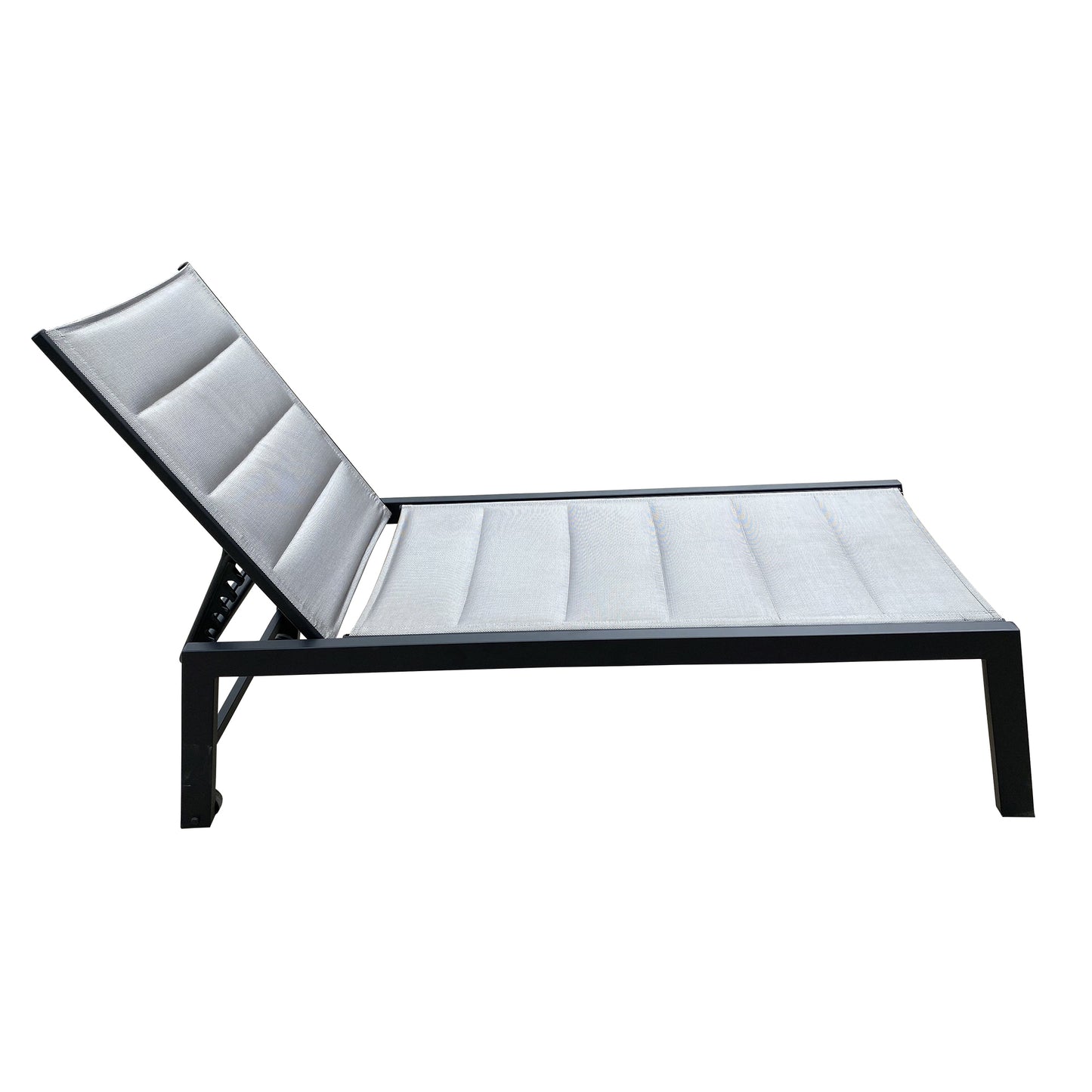 Deluxe Outdoor Chaise Lounge Chair,Five-Position Adjustable Aluminum Recliner,All Weather For Patio,Beach,Yard, Pool(Gray Fabric)