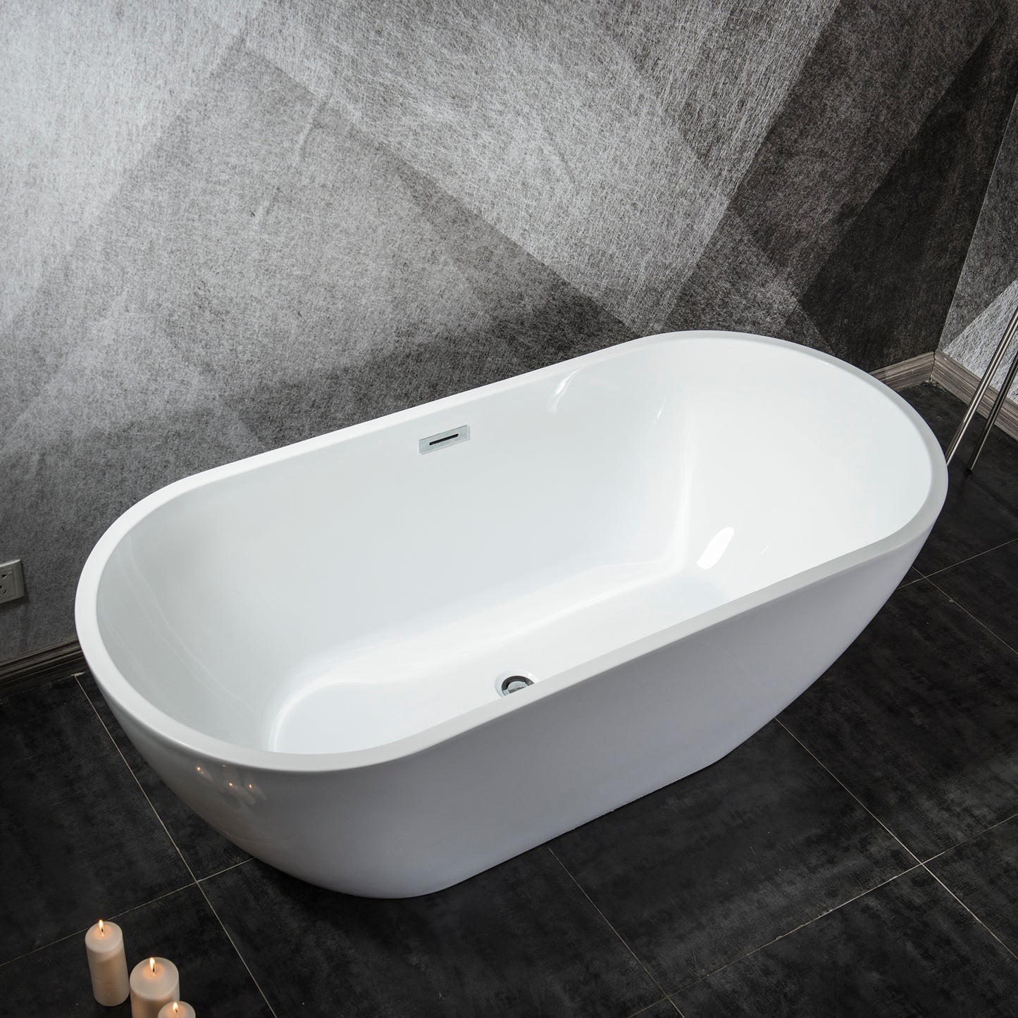 Acrylic Alcove Freestanding Soaking Bathtub