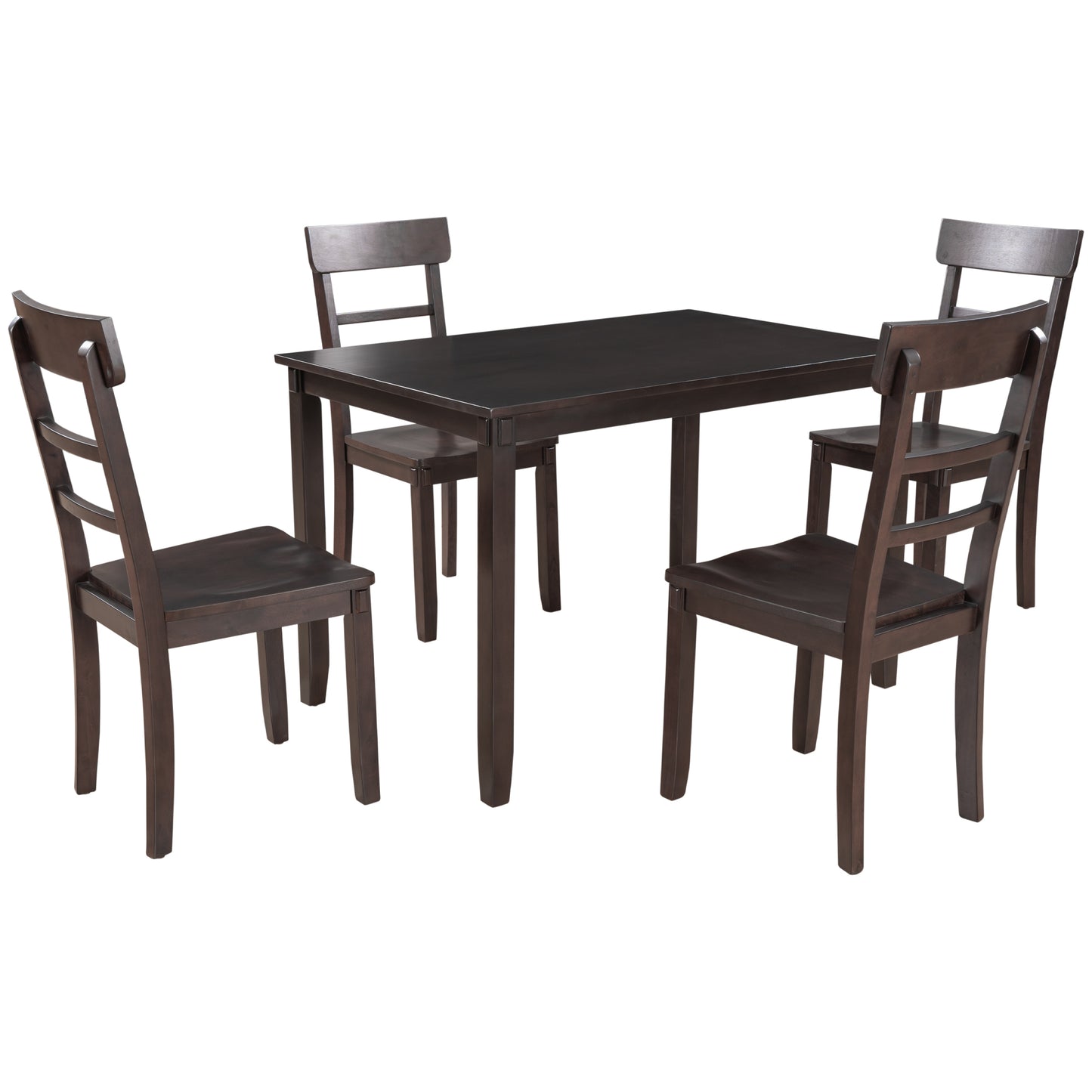 TREXM  5-piece Kitchen Dining Table Set Wood Table and Chairs Set for Dining Room (Espresso)