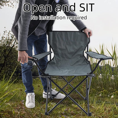 YSSOA Portable Folding Grey Camping Chair, Large
