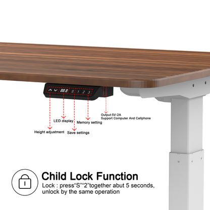 "Electric Standing Desk  with Dual Motor Height Adjustable Sit Stand Desk Computer Workstation with USB Charge
"	
，White