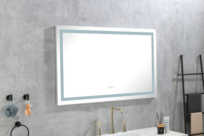 48*36 LED Lighted Bathroom Wall Mounted Mirror with High Lumen+Anti-Fog Separately Control+Dimmer Function