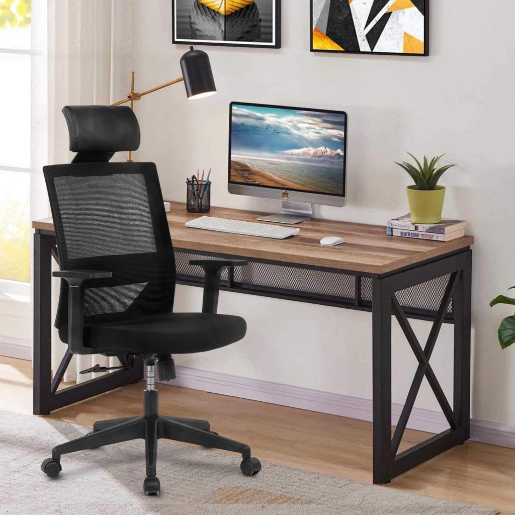 Vanbow.Ergonomic office chair mesh computer chair - High Back Desk Chair with Adjustable Lumbar Support, PP fixed handrail.