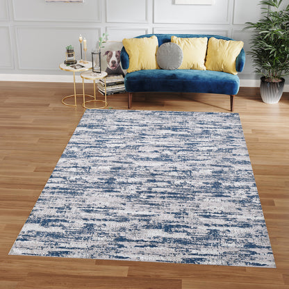 Milano Collection Nautical Navy Blue Woven Area Rug