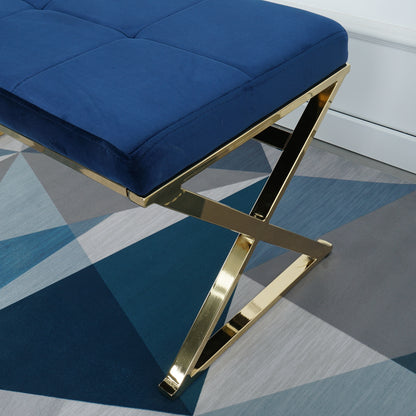 blue velvet fabric Morden bench