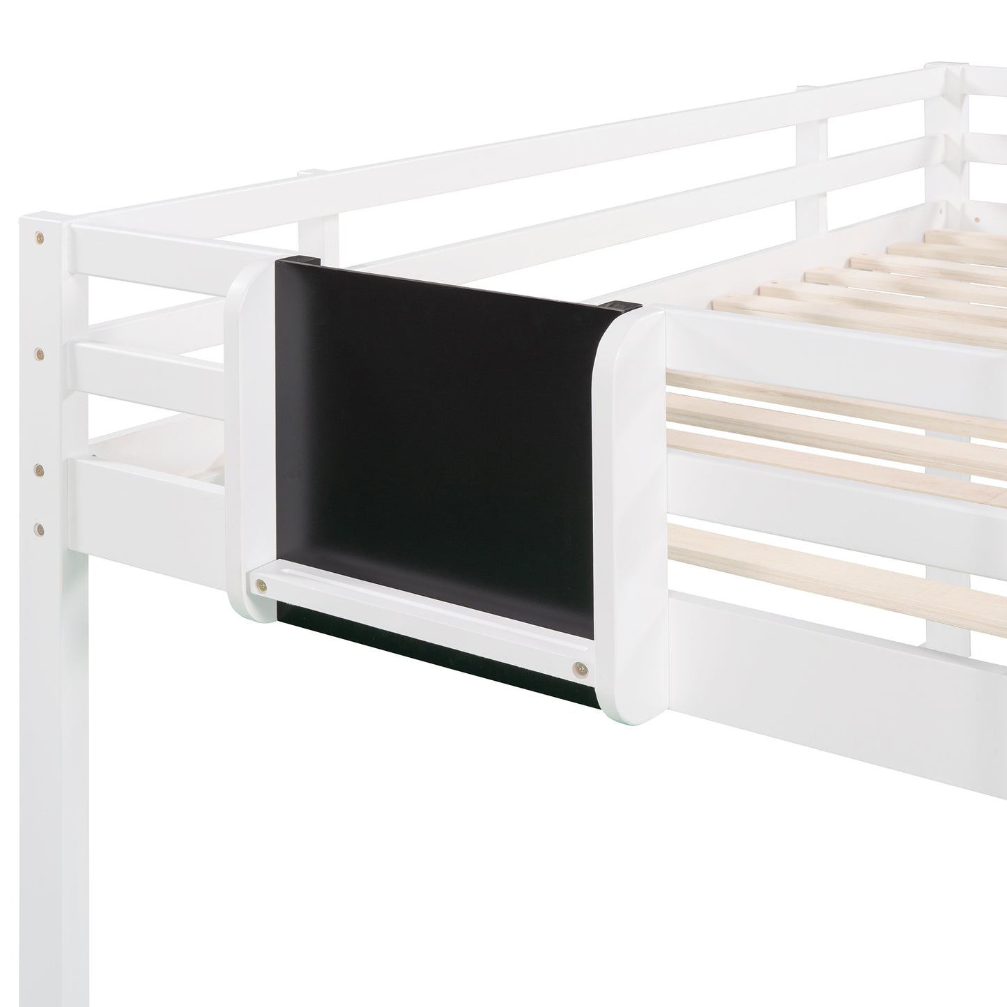 Twin size Loft Bed Wood Bed with Slide, Stair and Chalkboard,White(OLD SKU :WF282115AAK)