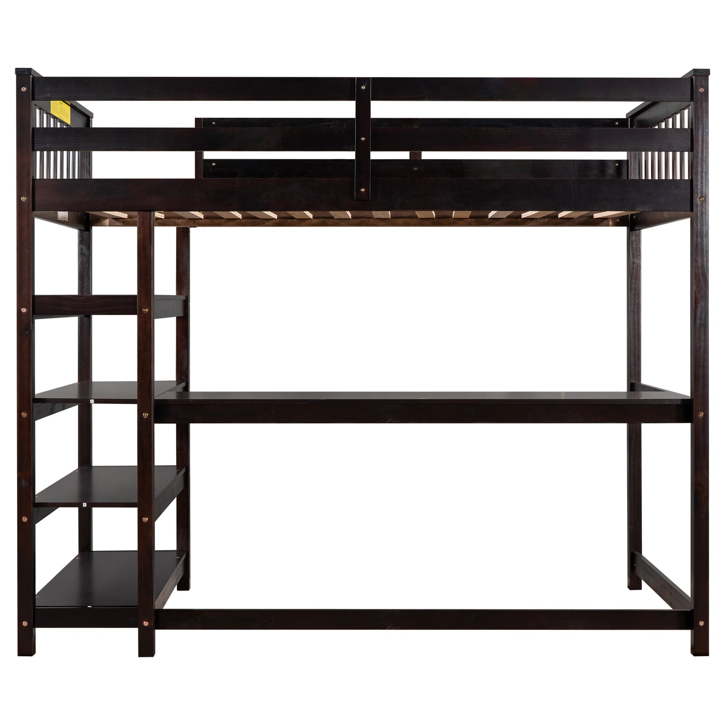 Twin Size Loft Bed with Storage Shelves and Under-bed Desk, Espresso(OLD SKU:SM000245AAP-1)