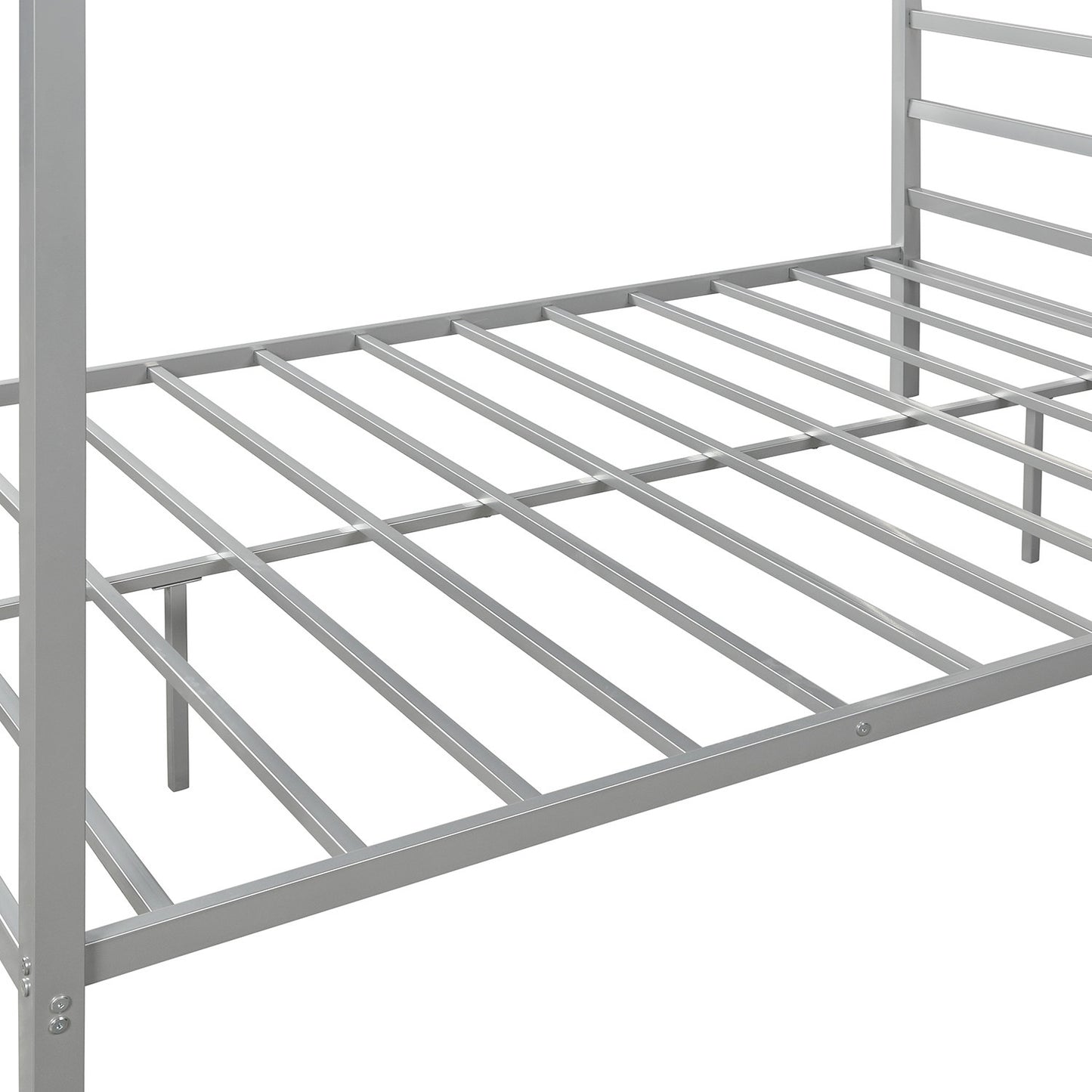 Metal Framed Canopy Platform Bed with Built-in Headboard,No Box Spring Needed, Classic Design, Queen , Sliver