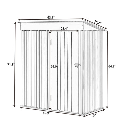 TOPMAX Patio 5ft Wx3ft. L Garden Shed, Metal Lean-to Storage Shed with Lockable Door, Tool Cabinet for Backyard, Lawn, Garden, Brown