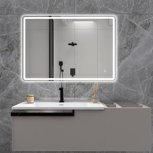 40 x 28 in.  Large Rectangular Frameless Wall-Mount Anti-Fog Bluetooth LED Light Bathroom Vanity Mirror
