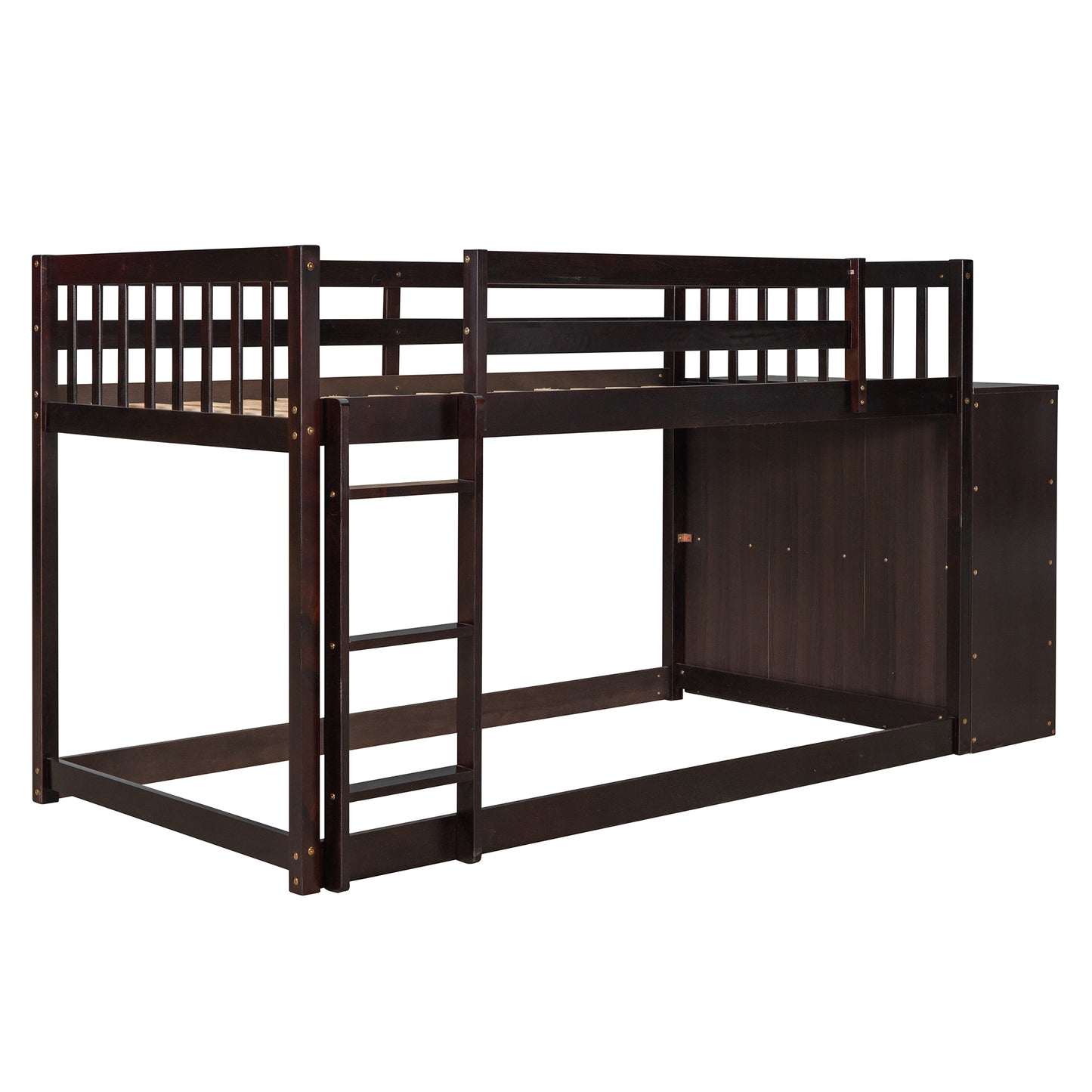 Twin over Twin Bunk Bed with 4 Drawers and 3 Shelves-Espresso（OLD SKU: LP000067AAP）